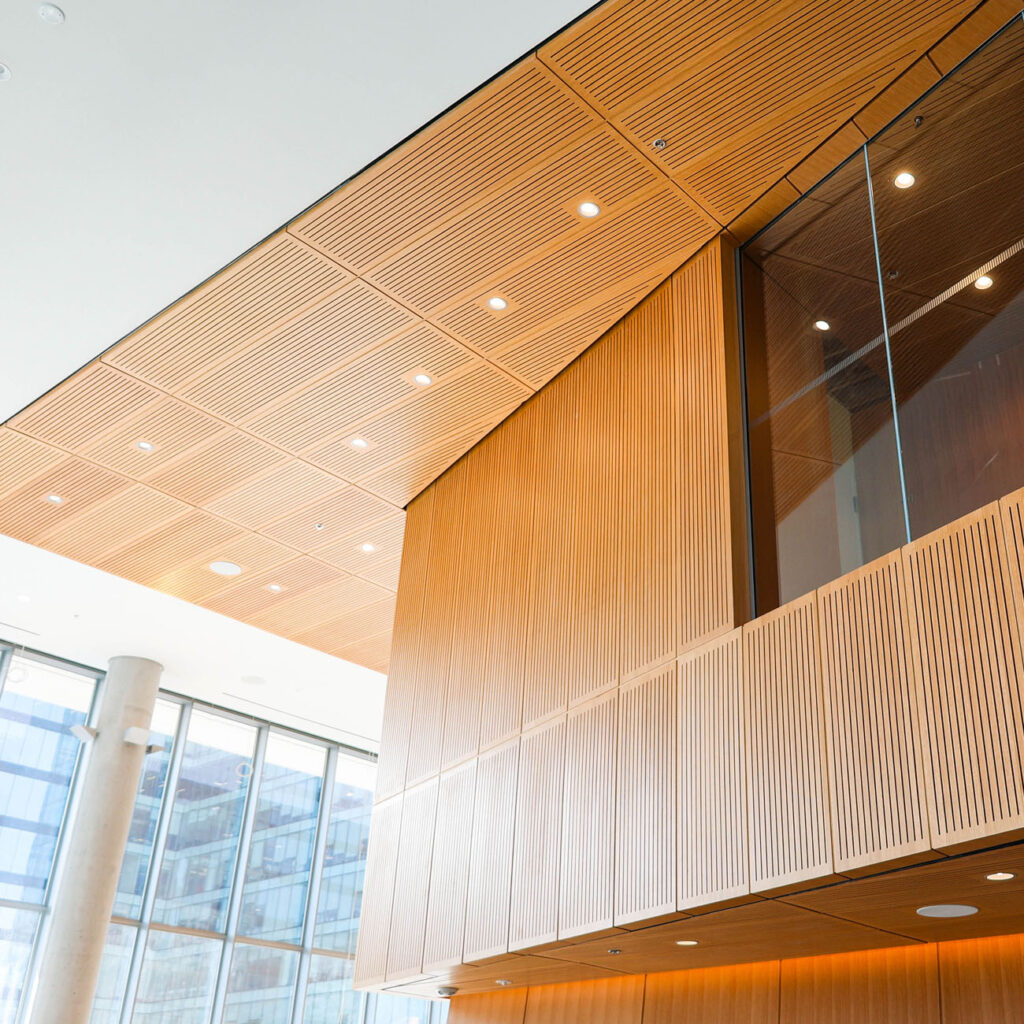 The Schwartz Reisman Innovation Campus wooden interior decoration detail